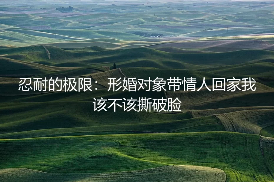 忍耐的极限：形婚对象带情人回家，我该不该撕破脸？