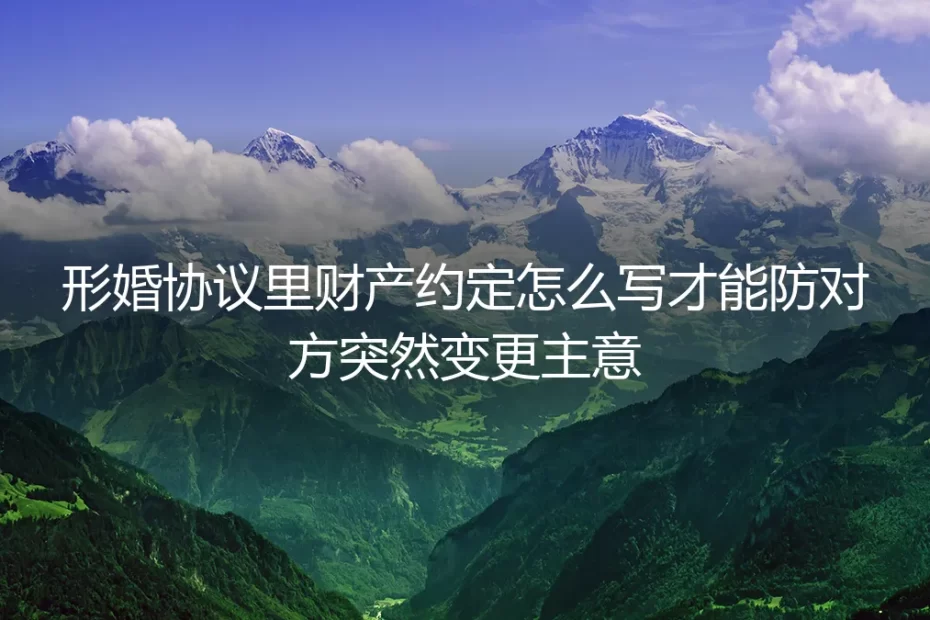 形婚协议财产约定防变卦实操指南：从条款撰写到法律执行全解析