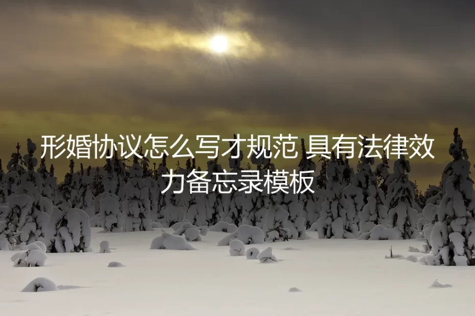 形婚协议怎么写才规范？一份具备法律效力的保姆级实操指南与备忘录模板