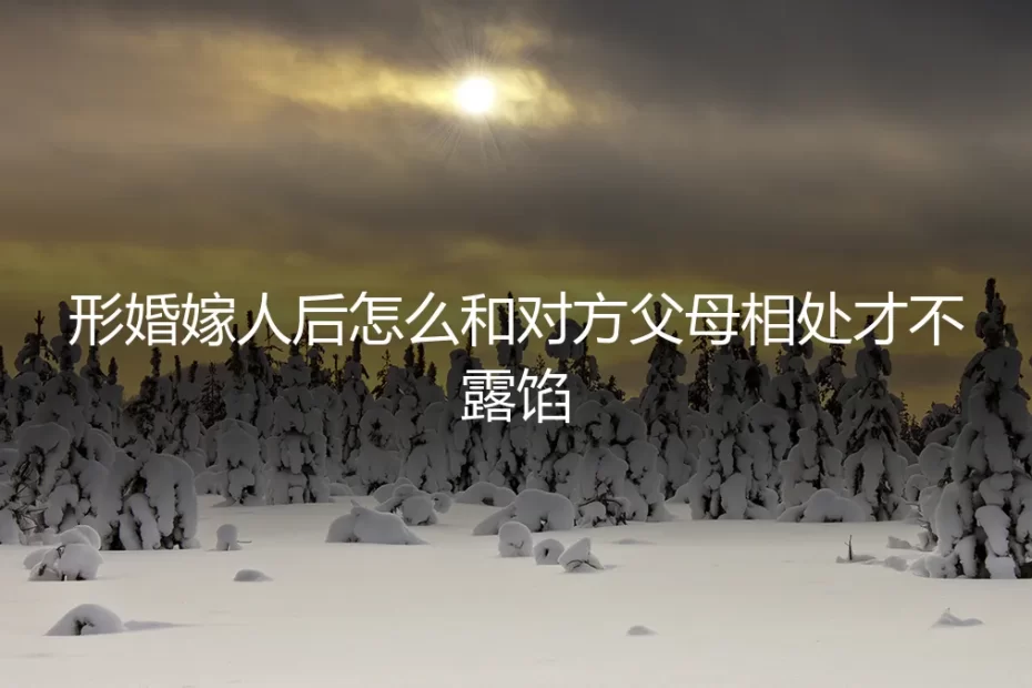 形婚后与对方父母相处不露馅:保姆级实操避坑指南