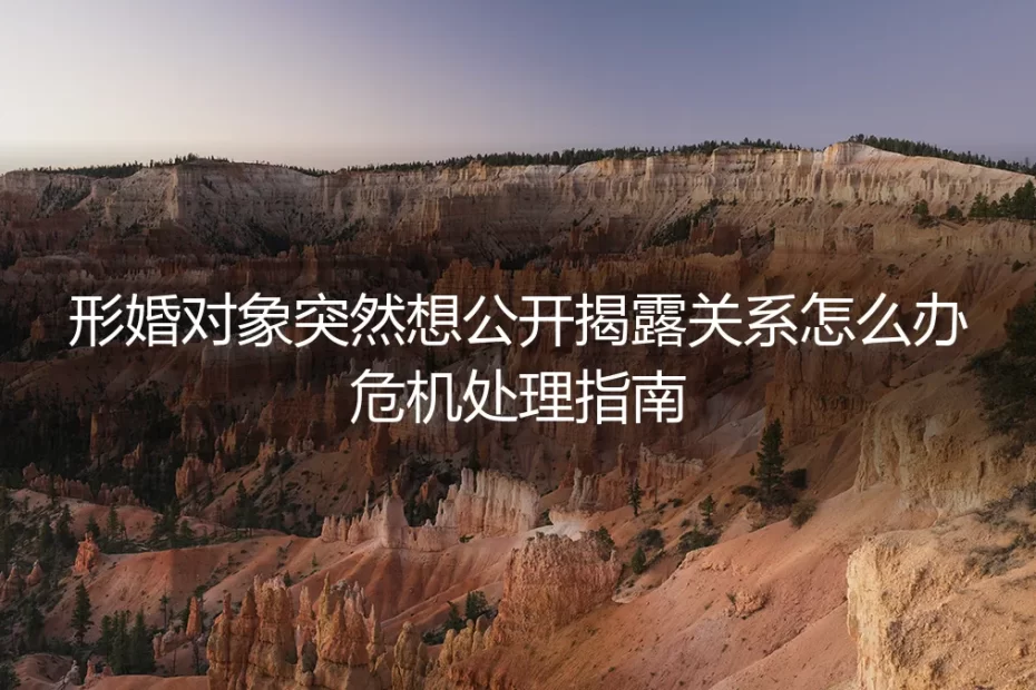 形婚对象突然想公开揭露关系?危机处理与避坑指南