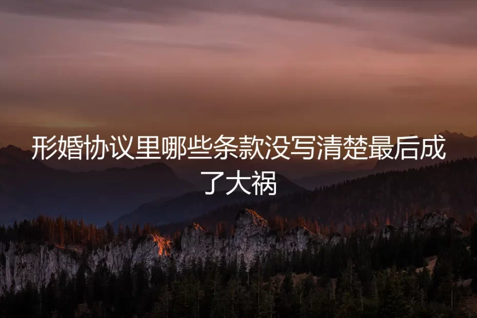 形婚协议避坑指南:哪些条款没写清楚,最后成了大祸?