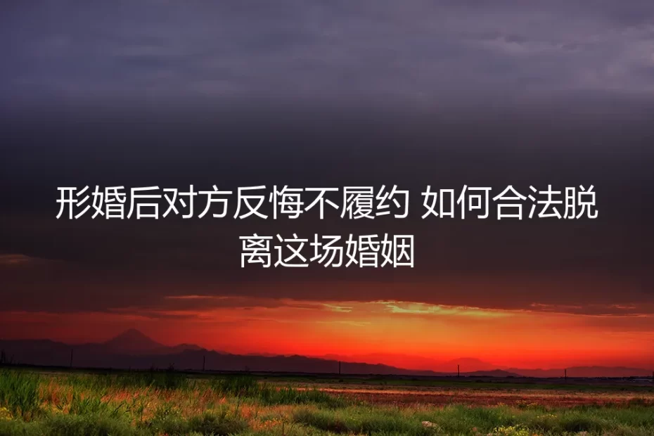 形婚困局:当对方反悔不履约,如何合法、体面地脱离这场婚姻?