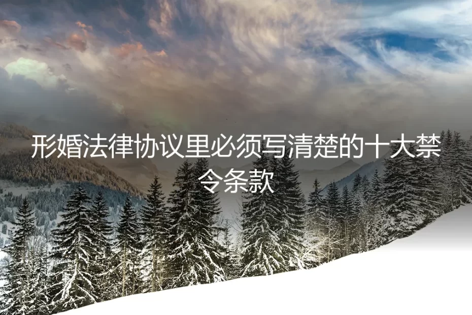 形婚法律协议里必须写清楚的十大禁令条款:保姆级实操避坑指南