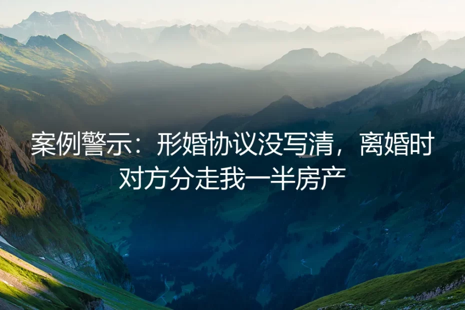 案例警示：形婚协议没写清，离婚时对方分走我一半房产