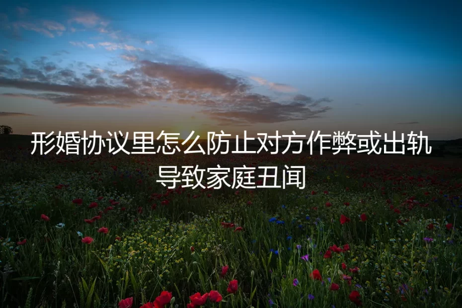 形婚协议避坑指南：如何严防对方出轨或作弊引发家庭丑闻