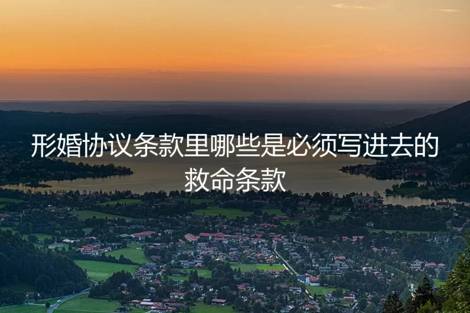形婚协议救命条款全解析：保姆级实操避坑指南