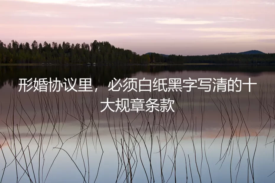 形婚避坑指南：协议里必须白纸黑字写清的十大规章条款