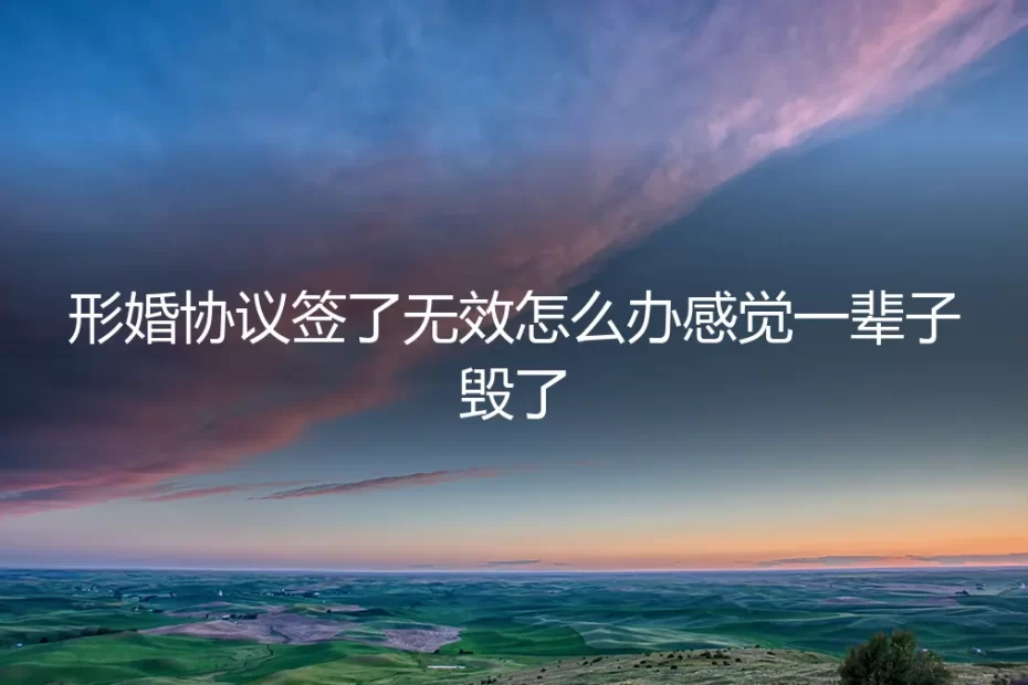 形婚协议签了无效怎么办？感觉一辈子毁了，如何破局与自救