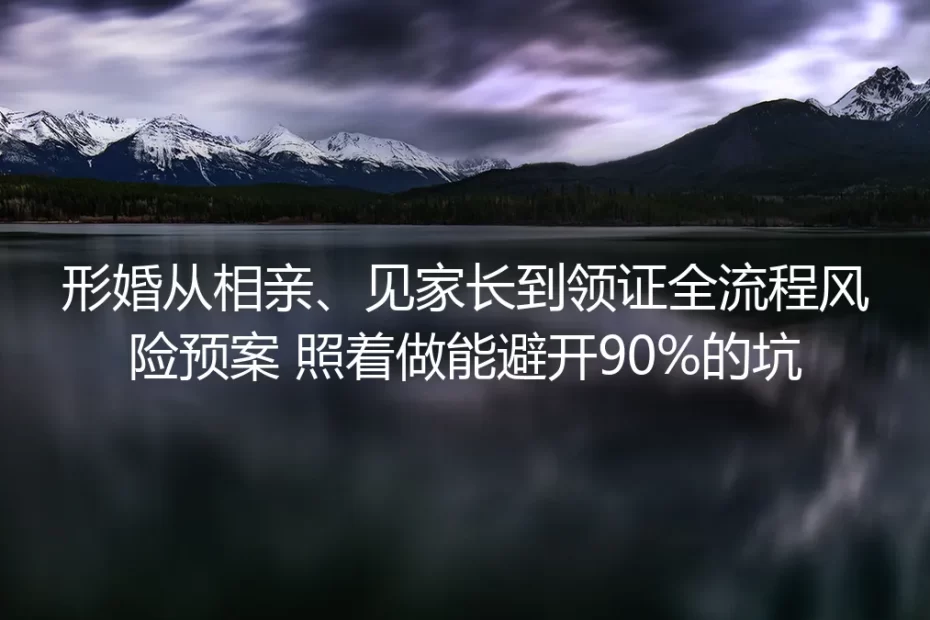 形婚从相亲、见家长到领证全流程风险预案:照着做能避开90%的坑