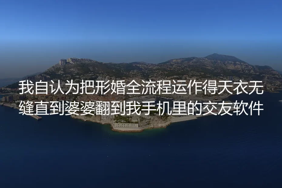 形婚第三年，婆婆翻出了我手机里的交友软件