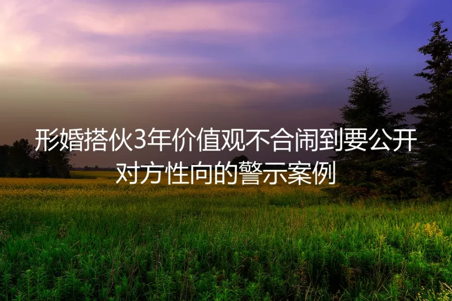 形婚搭伙3年反目：拿公开性向要挟的警示案例与避坑指南