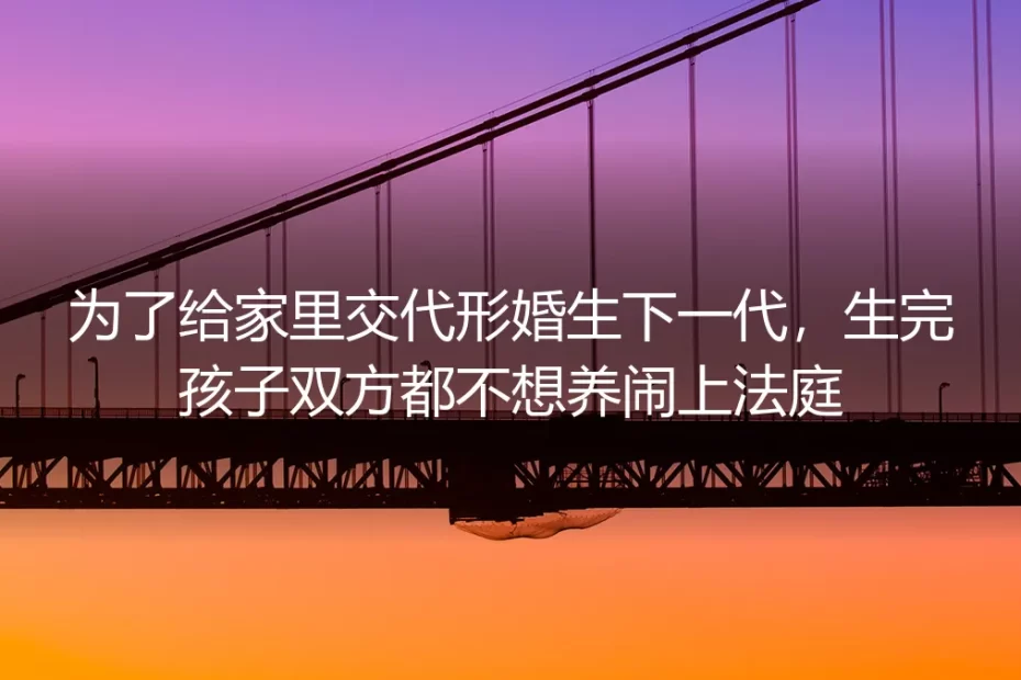 形婚生子后双双拒养闹上法庭:藏在“给家里交代”背后的残酷真相