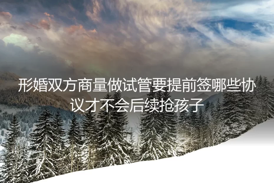 形婚共同试管防抢孩子高频答疑:提前签哪些协议、做哪些准备才能规避抚养权纠纷