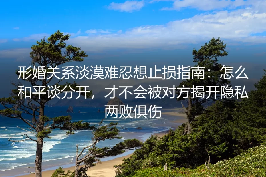 形婚关系淡漠止损保姆级指南：和平谈分开、防隐私泄露两败俱伤的实操方案