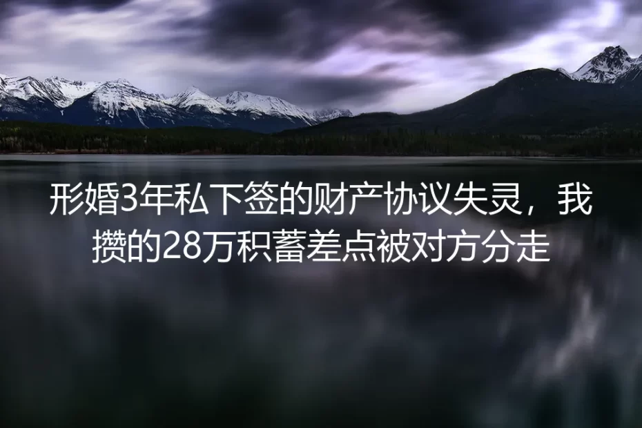 形婚3年私下签的财产协议失灵，我攒的28万积蓄差点被对方分走