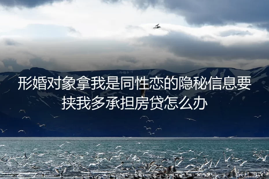 形婚深度答疑:被对象拿性向隐私要挟多承担房贷怎么办