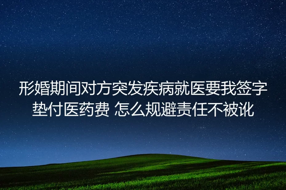 形婚期间对方突发疾病要我签字垫医药费？核心风险规避答疑