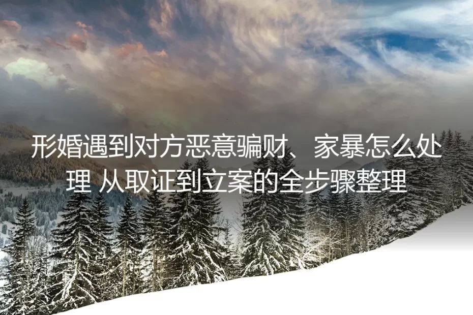 形婚遇恶意骗财、家暴维权保姆级指南:从取证到立案全步骤实操手册