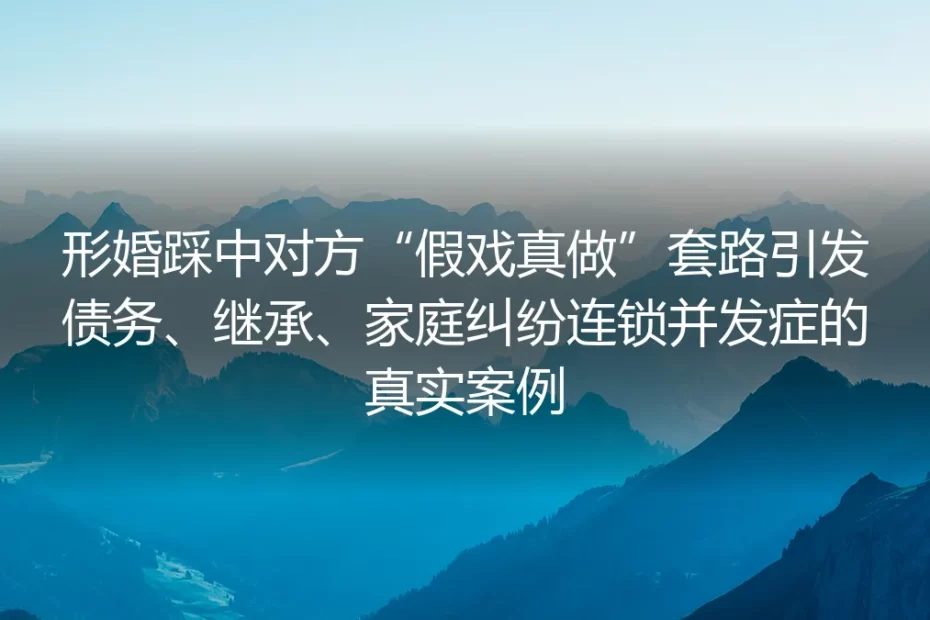 形婚踩中假戏真做套路：债务、继承、家庭纠纷连锁困局真实剖析