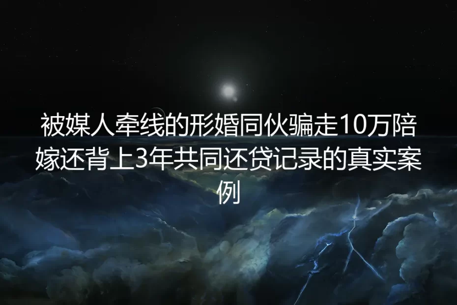 被媒人牵线的形婚同伙骗走10万陪嫁、背3年还贷记录?这桩踩满坑的真实案例给所有人敲警钟