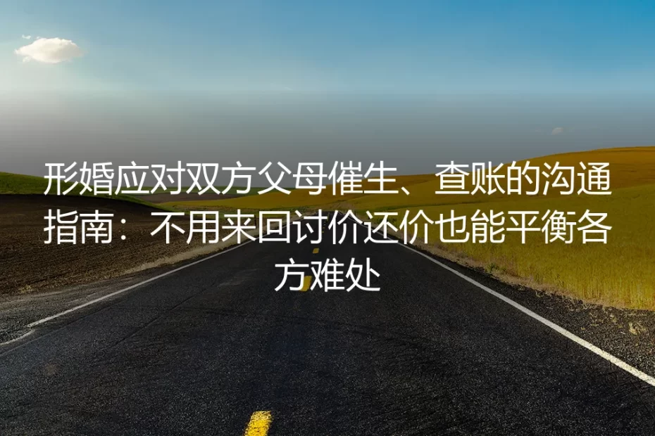 形婚应对父母催生、查账保姆级实操指南:不用讨价还价平衡各方难处