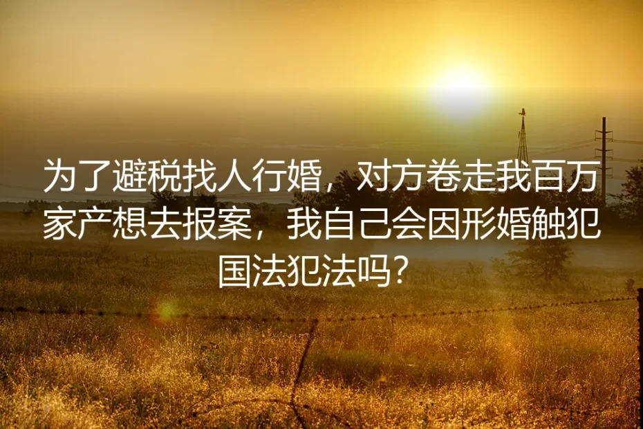 形婚避税被卷走百万想报案?4个核心问题讲清法律边界与维权路径