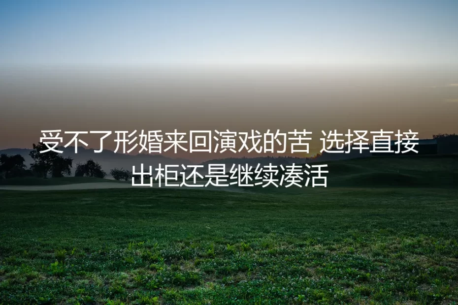 形婚深度答疑:受不了来回演戏的苦,选直接出柜还是继续凑活?