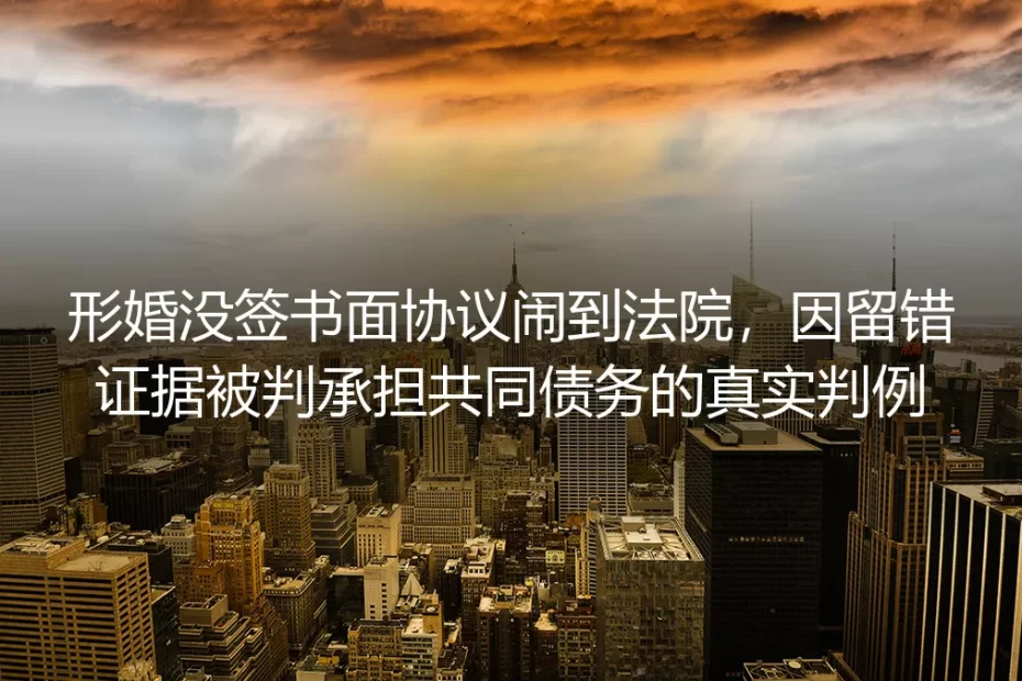 形婚没签书面协议闹到法院：错留证据被判共同债务的真实判例剖析