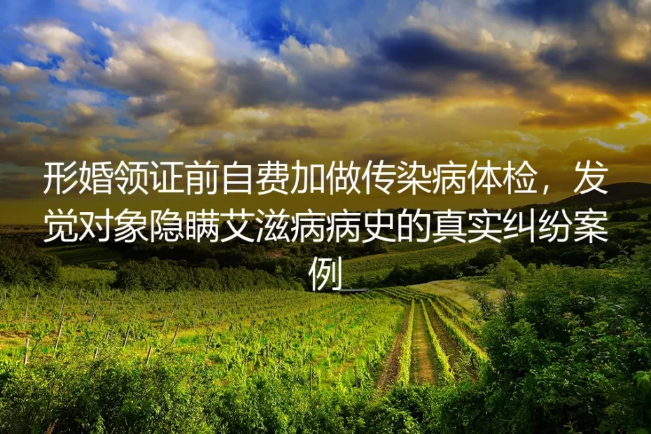 形婚领证前自费加做传染病体检：发现对象隐瞒艾滋病病史的纠纷处置复盘