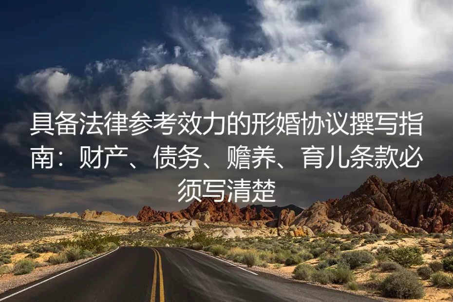 保姆级形婚实操避坑指南：撰写具备法律参考效力的形婚协议，财产/债务/赡养/育儿条款全覆盖