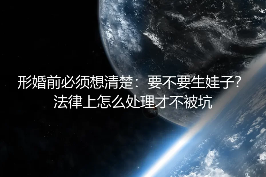 形婚前必须想清楚：要不要生娃？法律上怎么处理才不被坑