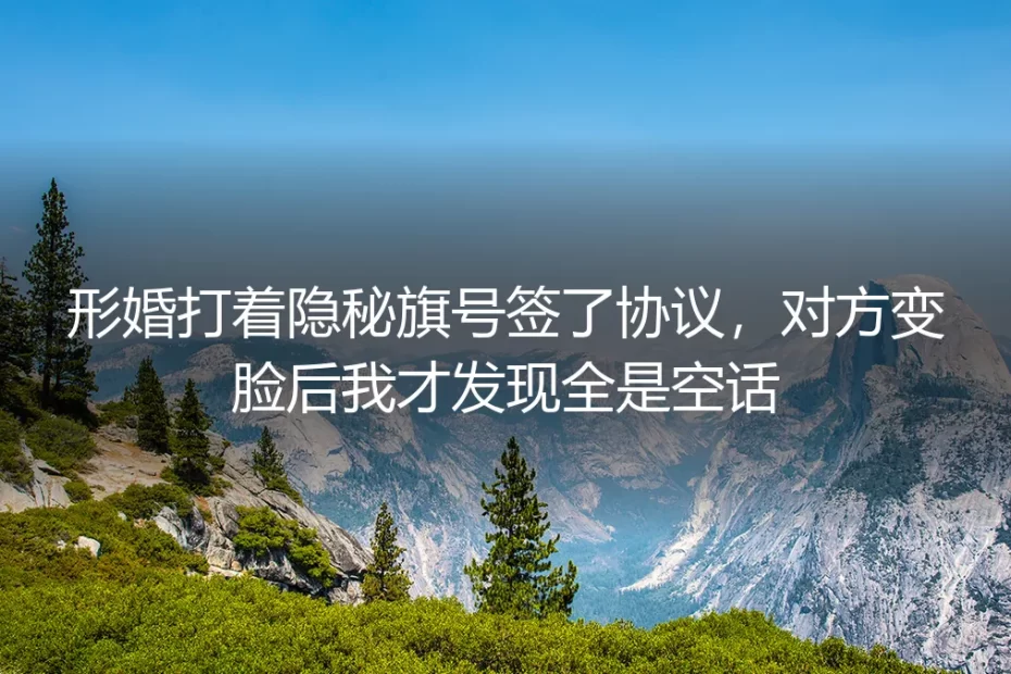 形婚隐秘协议变废纸：对方变脸后我才发现全是空话
