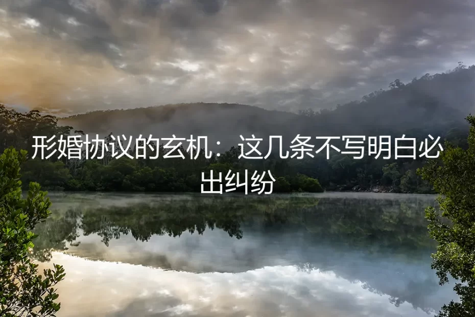形婚协议的玄机：这几条不写明白必出纠纷
