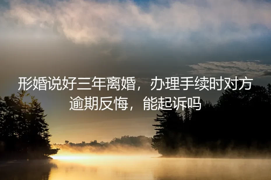 形婚说好三年离婚，办理手续时对方逾期反悔，能起诉吗？