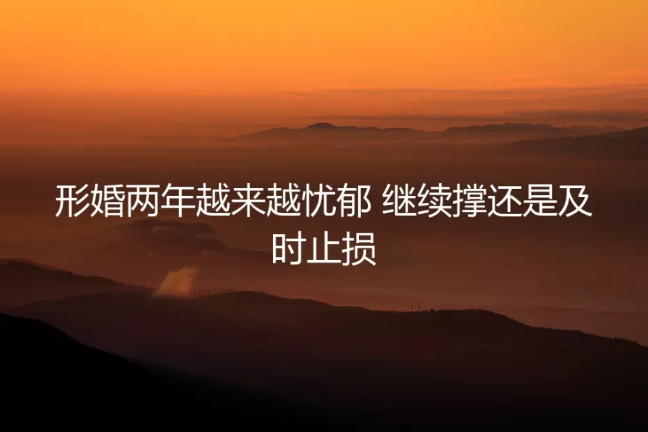 形婚两年越来越忧郁，继续撑还是及时止损？——一次风险前置的深度答疑
