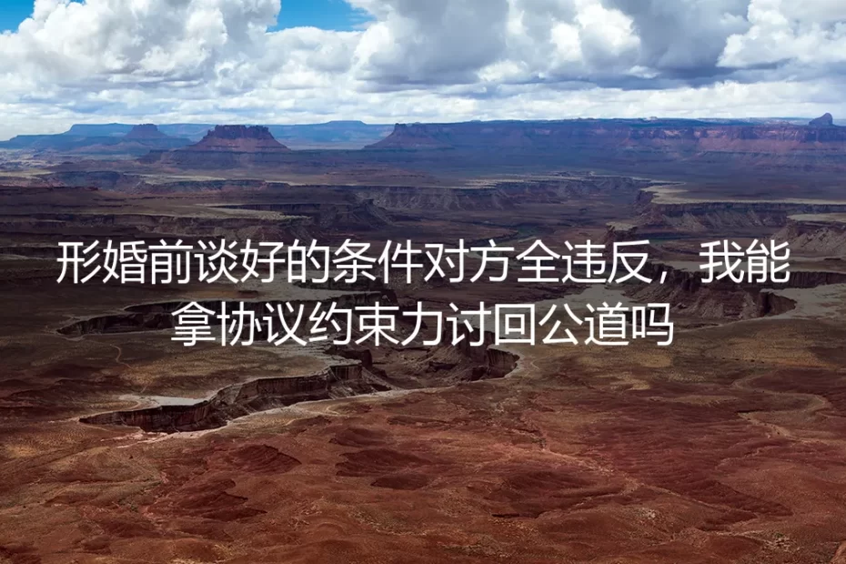 形婚前谈好的条件对方全违反,协议约束力能帮你讨回公道吗?